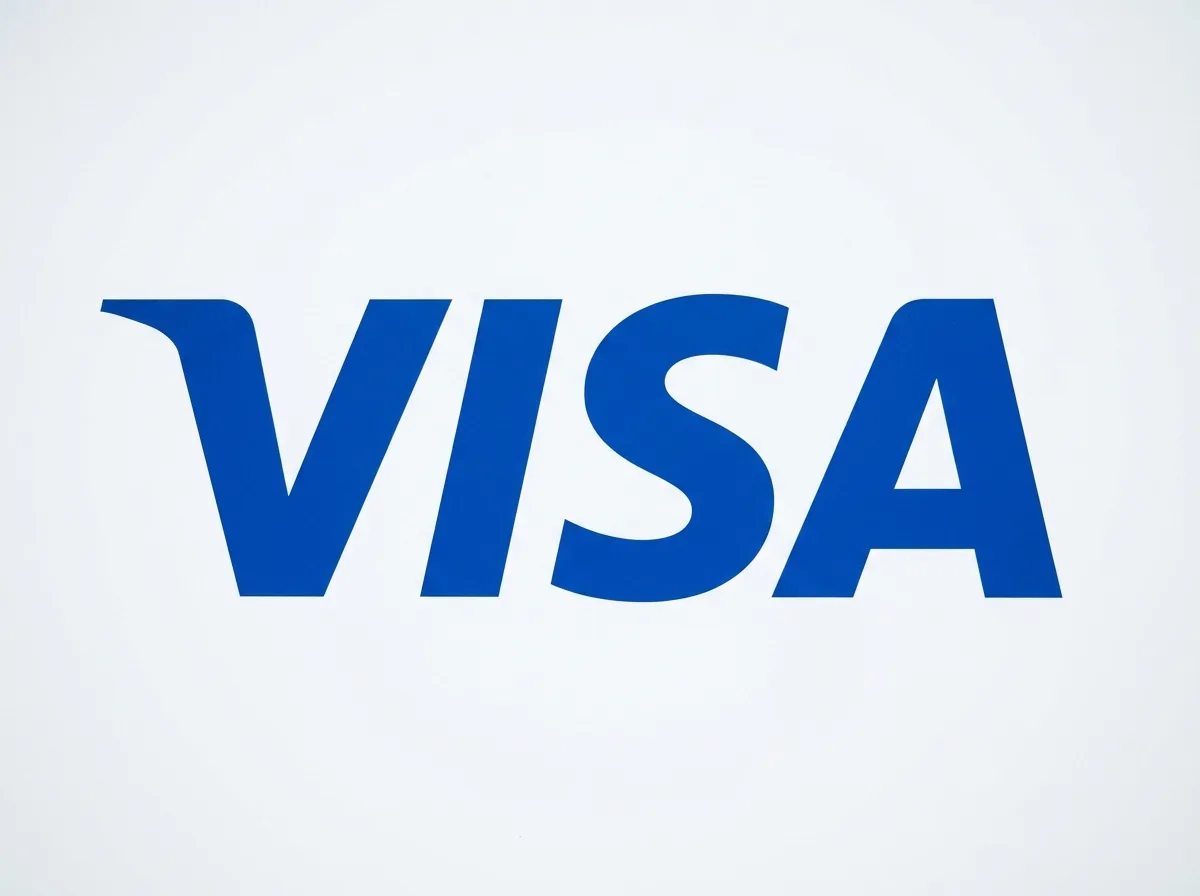 Логотип платёжной системы Visa — синяя надпись на белом фоне